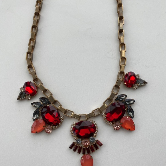 Red BubbleBar Necklace Multi Teardrop Statement - Picture 6 of 6